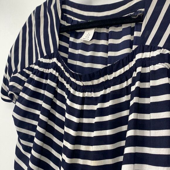 J.Crew 100% Silk Marin Sailor Mini Dress Nautical Stripe Lightweight Short Sleev - Picture 5 of 12